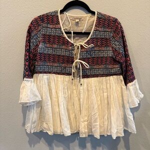 Bohemian Patchwork Peasant Top